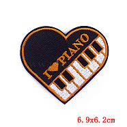 Computerized Embroidery Cloth Iron on/Sew on Patches, Costume Accessories, Heart with Word, Dark Orange, 62x69mm(PATC-PW0002-02C)