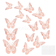 SUPERFINDINGS 4 Set 3D Butterfly Paper Mirror Wall Stickers, with Adhesive Tape, for Home Living Room Bedroom Decoration, Pink, 50x80x0.2mm, 12pcs/set(DIY-FH0002-96)