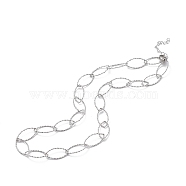 304 Stainless Steel Horse Eye Link Chain Necklace for Men Women, Stainless Steel Color, 17.99 inch(45.7cm)(STAS-B039-02P)