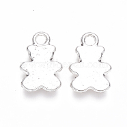 Tibetan Style Alloy Pendants, Bear, Cadmium Free & Lead Free, Antique Silver, 15.5x10x1.5mm, Hole: 2.5mm(X-TIBEP-S319-096AS-RS)