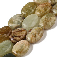 Natural Xiuyan Jade Beads Strands, Flat Oval, 20x15x7mm, Hole: 1.4mm, about 20pcs/strand, 15.75''(40cm)(G-B078-F03-02)