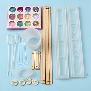 Olycraft DIY Storage Box Silicone Molds Kits, Including Nail Art Sequins/Paillette, Plastic Round Stirring Rod, Plastic Pipettes, Latex Finger Cots, Silicone Stirring Bowl, Plastic Measuring Cup, Mixed Color, 100x13x2mm, 10pcs(DIY-OC0003-42)