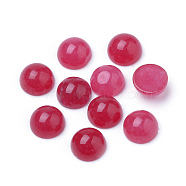 Natural White Jade Cabochons, Dyed, Half Round/Dome, Cerise, 6x3~4mm(X-G-R416-6mm-52)