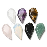 Natural & Synthetic Mixed Gemstone Pendants, Faceted Half Heart Charms, 27x14x5.5mm, Hole: 1.5mm(G-G052-A)