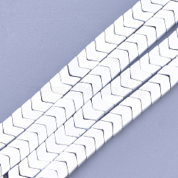 Spray Painted Non-magnetic Synthetic Hematite Beads Strands, Arrow/Chevron, White, 5.5x6x2mm, Hole: 0.7mm, about 107pcs/strand, 16.1 inch(G-T124-06L)
