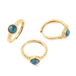 Round Natural Apatite Adjustable Rings, Brass Ring for Women, Long-Lasting Plated, Lead Free & Cadmium Free, Golden, Inner Diameter: 18mm(RJEW-Q817-03G-02)