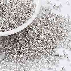 Cylinder Seed Beads, Metallic Colours, Uniform Size, Silver, 2x1.5mm, Hole: 0.8mm, about 888pcs/10g(X-SEED-H001-D08)