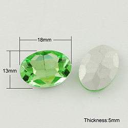 Glass Pointed Back Rhinestone, Back Plated, Faceted, Oval, Lime Green, 13x18x5mm(RGLA-Q012-17)