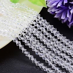 Faceted Imitation Austrian Crystal Bead Strands, Grade AAA, Bicone, Clear, 10x10mm, Hole: 0.9~1mm, about 40pcs/strand, 15.7 inch(G-M180-10mm-01A)