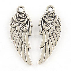 Tibetan Style Alloy Pendants, Cadmium Free & Lead Free, Wing, Antique Silver, 31x11.5x3.5mm, Hole: 2mm, about 456pcs/1000g(TIBEP-R304-063AS-LF)