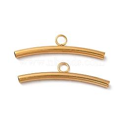 Ion Plating(IP) 304 Stainless Steel Tube Bails, Curved Tube, Real 18K Gold Plated, 8x30x2.5mm, Hole: 3mm, Inner Diameter: 2mm(X-STAS-E192-07G)