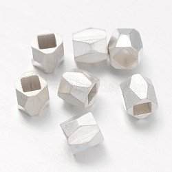 Faceted Barrel Brass Spacer Beads, , Silver Color Plated, 3x3mm, Hole: 1mm(KK-L107B-01S)