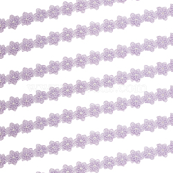 Organza Ribbon, with ABS Plastic Imitation Pearl Bead, Flower, Lilac, 2-3/8 inch(60mm), about 5.00 Yards(4.57m)/Roll(OCOR-WH0071-022B)