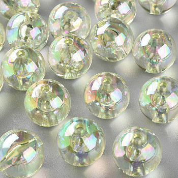 Transparent Acrylic Beads, AB Color Plated, Round, Pale Green, 20x19mm, Hole: 3mm, about 111pcs/500g