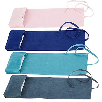 4Pcs 4 Colors Double-Sided Velvet Tarot Cards Storage Bags, Tarot Desk Storage Holder, Mixed Color, 40.5x13cm, 1pc/color