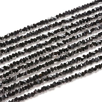Glass Beads Strands, Imitation Jade Glass, Faceted, Polygon, Black, 2.5x2.5x2.5mm, Hole: 0.7mm, about 150pcs/strand, 13.39''(34cm)