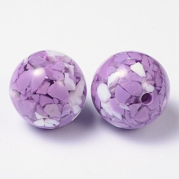 Resin Beads, Round, Medium Orchid, about 22mm in diameter, hole: 3mm
