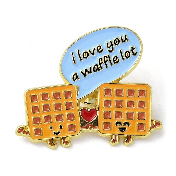 Cartoon Food Enamel Pins, Waffle Biscuit Badge, Golden Alloy Brooch for Backpack Clothes, Chocolate, 34x40.5x1.5mm