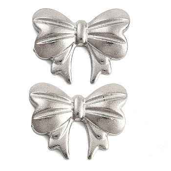 Non-Tarnish 304 Stainless Steel Cabochons, Bowknot, Stainless Steel Color, 11.5x15x2.5mm