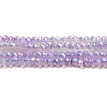 Transparent Baking Painted Glass Beads Strands, AB Color, Faceted, Round, Lilac, 2.5x2mm, Hole: 0.7mm, about 148~152pcs/strand, 12.05~12.36 inch(30.6~31.4cm)