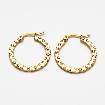 Ring 304 Stainless Steel Hoop Earrings, Hypoallergenic Earrings, Golden, 25x24x2mm, Pin: 1x0.5mm