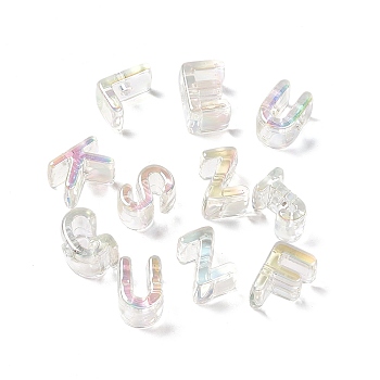 Transparent Acrylic Beads, AB Color, Random Mixed Letters, Clear AB, 18~19.5x11~14.5x12.5~13mm, Hole: 3.5~4mm