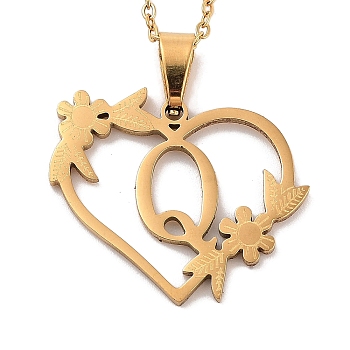 Vacuum Plating 201 Stainless Steel Pendant Necklaces, Letter Q, 12.28 inch(31.2cm)