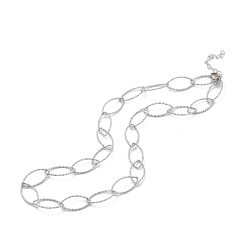 304 Stainless Steel Horse Eye Link Chain Necklace for Men Women, Stainless Steel Color, 17.99 inch(45.7cm)