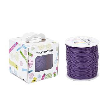 Waxed Cotton Cords, Medium Purple, 1mm, about 100yards/roll(91.44m/roll), 300 feet/roll