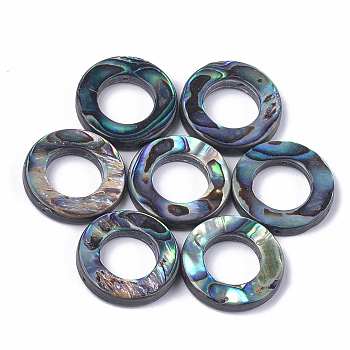 Natural Abalone Shell/Paua Shell Bead Frames, for DIY Craft Jewelry Making, Ring, 18x3mm, Hole: 1mm, Inner Diameter: 10mm
