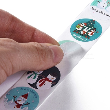 8 Patterns Snowman Round Dot Self Adhesive Paper Stickers Roll(DIY-A042-01I)-4