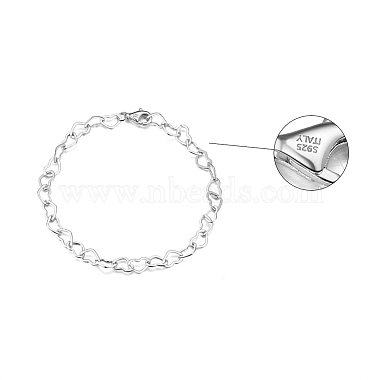 Bracelets à maillons en forme de cœur en argent sterling 925 plaqué rhodium(BJEW-I314-057D-P)-2