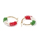 Christmas Theme Glass Seed Braided Hoop Earrings(EJEW-TA00106)-5