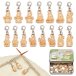 Wood Gnome Pendant Locking Stitch Markers, Crochet Lobster Clasp Charms, Old Lace, 3.3cm, 15pcs/set(HJEW-NB00119)