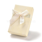 Cardboard Jewelry Set Packaging Boxes, with Sponge Inside, for Rings, Small Watches, Necklaces, Earrings, Bracelet, Rectangle with Bowknot, Cornsilk, 8.35x5.5x2.55~3cm(CON-Z006-01D)
