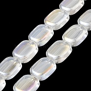 Transparent Electroplate Glass Bead Strands, Rainbow Plated, Rectangle, Clear, 12x10x4.5mm, Hole: 1mm, about 55pcs/strand, 25.98''(66cm)(EGLA-P049-02A-AB02)