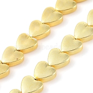 Electroplated Synthetic Non-Magnetic Hematite Beads Strands, Heart, Golden Plated, 8x8x3mm, Hole: 0.9mm, about 94pcs/strand, 15.75''(40cm)(G-U003-19B-01)