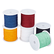 PandaHall Elite Braided Nylon Thread Nylon String, for Beading Jewelry Making, Mixed Color, 0.5mm, about 150yards/roll, 6 colors, 1roll/color, 6rolls/set(NWIR-PH0001-61A-04)