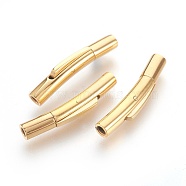 Smooth 304 Stainless Steel Bayonet Clasps, Tube, Golden, 25.5x4mm, Hole: 2mm(STAS-L215-01G)