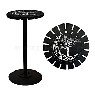 Wooden Wheel, Wooden Display Shelf, Black Holder Stand, Rustic Divination Pendulum Storage Rack, Witch Stuff, Moon Pattern, Wheel: 120x8mm, 2pcs, Studdle: 288x12mm, 1pc(DJEW-WH0046-022)