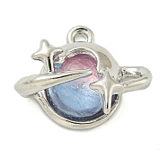 Alloy And Resin Pendants, Star, Blue, 15.5x19.5mm(PALLOY-S029-01A-01)