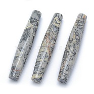 Natural Map Stone/Picasso Stone/Picasso Jasper Beads, No Hole/Undrilled, Rice, 73.5~77x13~13.5mm(G-P393-O09)