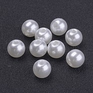 Imitated Pearl Acrylic Beads, Round, Snow, 8mm, Hole: 2mm, about 2000pcs/500g(PACR-8D-1)