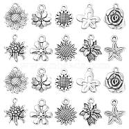 Sunflower Tibetan Style Alloy Pendants, Cadmium Free & Lead Free, Flower, Antique Silver, 50pcs/Box(TIBEP-CJ0001-09-RS)