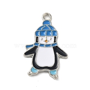 Winter Theme Alloy Enamel Pendants, Platinum, Penguin, 25x16.5x1.7mm, Hole: 1.8mm(X-ENAM-M002-04N-P)