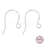 925 Sterling Silver Earring Hooks, Silver, 19x13.5x0.8mm, Hole: 2mm, 20 Gauge, Pin: 0.8mm(STER-K167-068S)