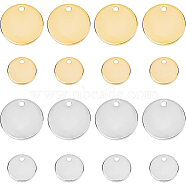 48Pcs 4 Colors Brass Charms, Long-Lasting Plated, Nickel Free, Flat Round, Mixed Color, 8x1mm, Hole: 1mm(KK-BC0002-18-NF)