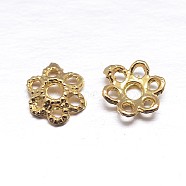(Autumn Aesthetic Big Sale), Real 18K Gold Plated 6-Petal 925 Sterling Silver Bead Caps, Flower, Golden, 5.5x1.5mm, Hole: 1.2mm, about 222pcs/20g(STER-M100-23)