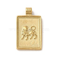 304 Stainless Steel Pendants, Rectangle with Constellations, Real 14K Gold Plated, Leo, 25x14x2mm, Hole: 2mm(STAS-L022-306G-05)