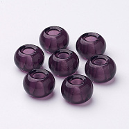 Large Hole Rondelle Glass European Beads, Indigo, Size: about 15mm in diameter, 10mm thick, hole: 5mm(X-GDA006-07)